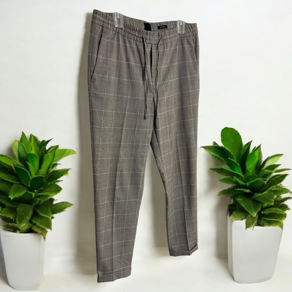 H&M Men’s Plaid Slim Fit Pull On Cuffed Pants - Picture 5 of 16